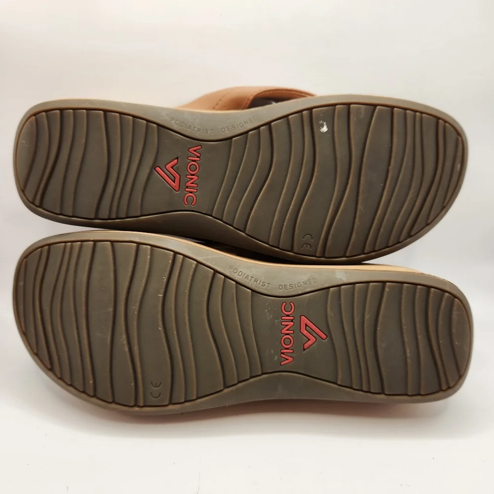 Women's Tan Vionic Pilar Platform Thong Sandals Size 9